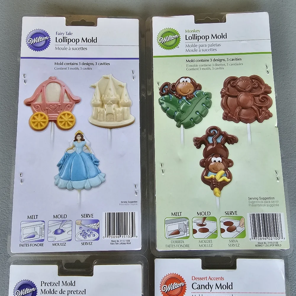 4 Wilton Candy Molds Chocolate Party Favors NEW in Package L👀K